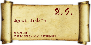 Ugrai Irén névjegykártya